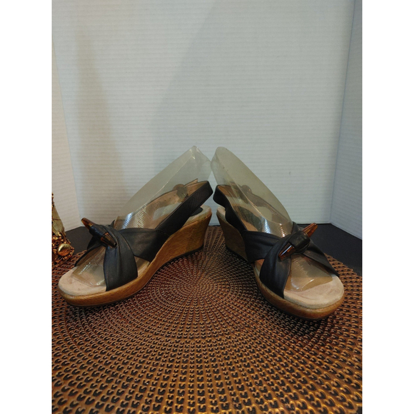 Dansko Leather Peep Toe Wedge Heels Size 37 - Picture 5 of 7